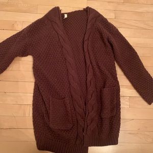 Burgundy pocket cardigan
